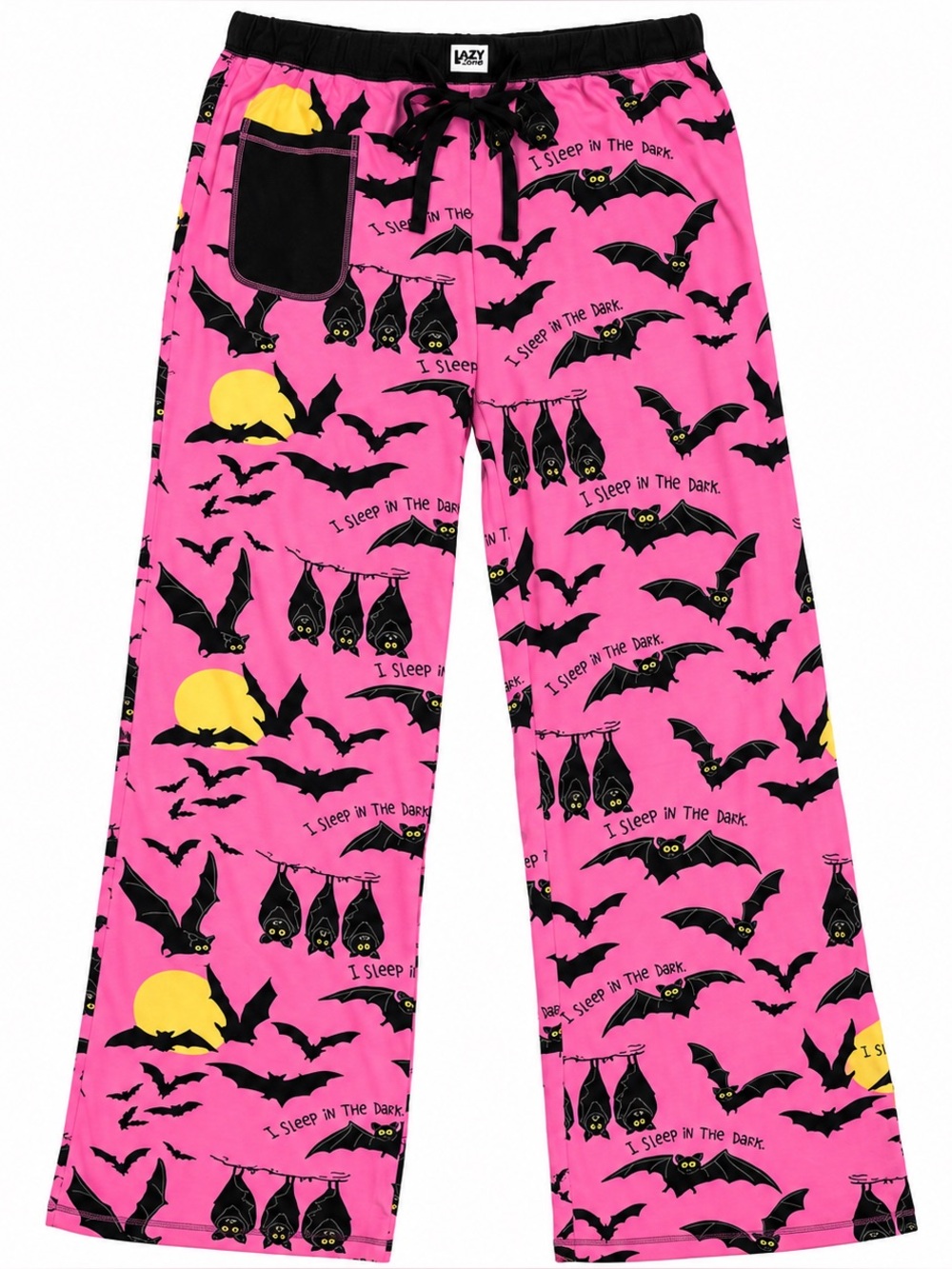 NWOT Lazy One “I Sleep in the Dark” Bat Pajama Pants Hot Pink L Halloween Goth